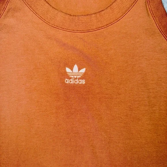 Adidas Womens Dress 1X Brown Tank Racerback Side Stripes Logo Athleisure Stylish - Picture 2 of 6